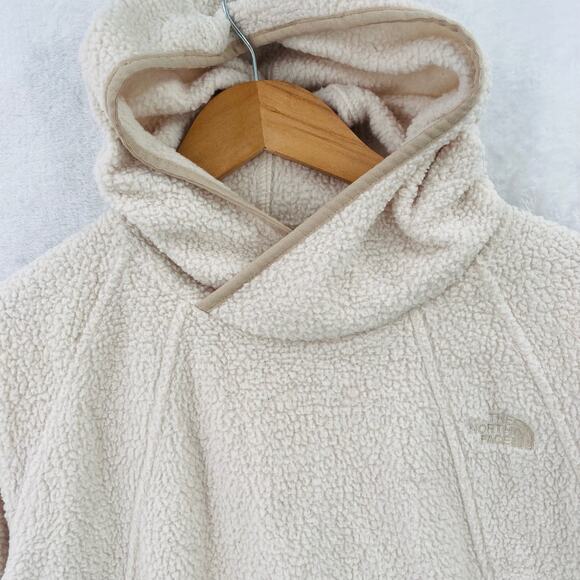 The North Face Fleece Hoodie Womens Medium Beige Sherpa Sweatshirt - Picture 2 of 11